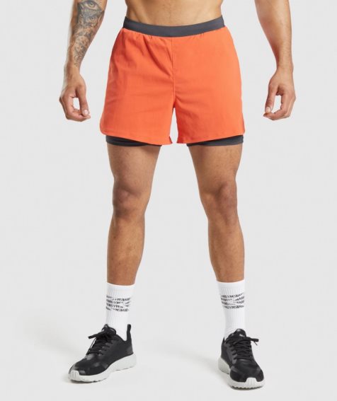 Men's Gymshark Speed Evolve 5" 2 In 1 Shorts Orange | CA A63085